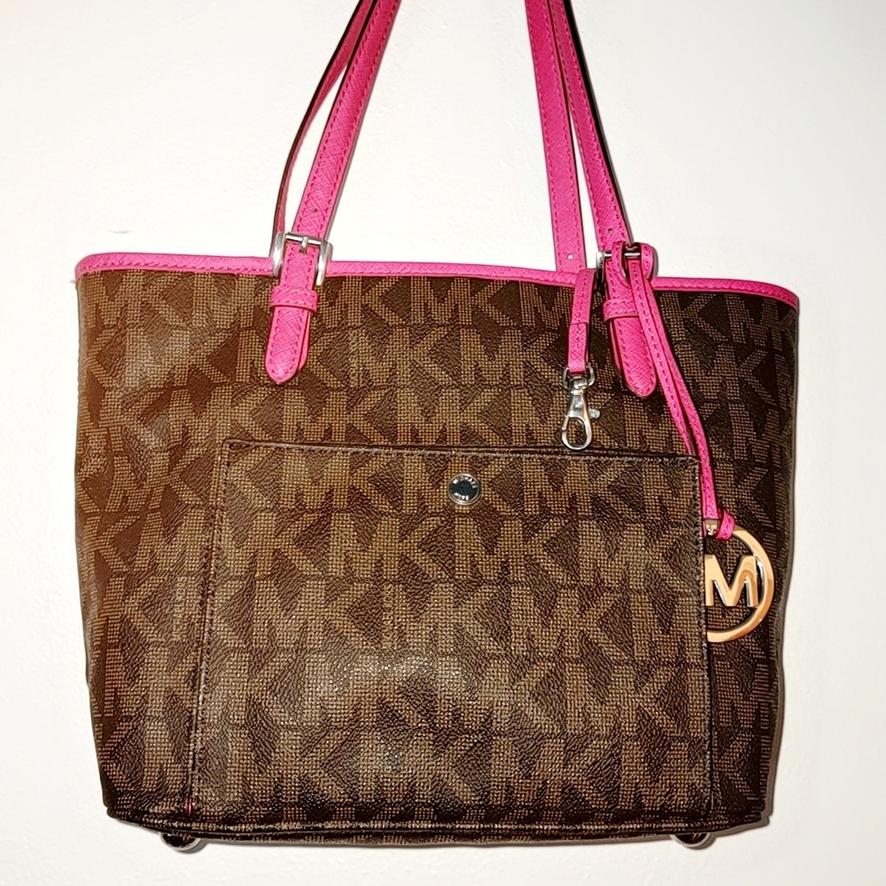 Michael Kors Brown and Pink Tote Bag